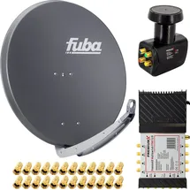 PremiumX Satelliten-Komplettanlage Fuba DAA 850 A Satellitenschüssel Alu Anthrazit 5/8 Multiswitch LNB F-Stecker, 1 SAT 8 Teilnehmer