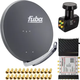 PremiumX Satelliten-Komplettanlage Fuba DAA 850 A Satellitenschüssel Alu Anthrazit 5/8 Multiswitch LNB F-Stecker, 1 SAT 8 Teilnehmer
