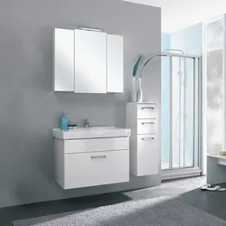 Badmöbelkomplettset Badmöbel weiß in modernem Design mit Beleuchtung (dreiteilig)