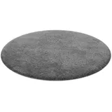 Homie Living Badematte Porto Azzurro, Höhe 30 mm, rutschhemmend beschichtet, fußbodenheizungsgeeignet, schnell trocknend, Polyester, rund, Badteppich, uni, rechteckig & rund, waschbar, Badezimmerteppich grau rund | Ø 90 cm x 30 mm