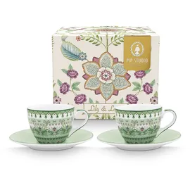 Pip Studio Espressotasse mit Untertasse 0,12 l Grün 2 St.