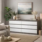 Home Affaire Kommode Naia, 6 Schubladen im skandinavischen Design, Breite 158 cm, Viel Stauraum mit griffloser Front, in mehreren Farben grau