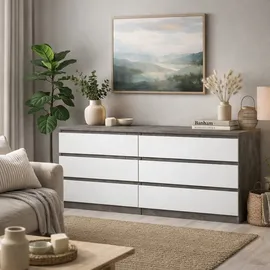 Home Affaire Kommode Naia, 6 Schubladen im skandinavischen Design, Breite 158 cm, Viel Stauraum mit griffloser Front, in mehreren Farben grau