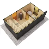 Finntherm Saunahaus Siena Gartensauna 3 Sitzbänke Aus Holz In Schwarz, Sauna Mit 72 Mm Wandstärke, Außensauna Mit Montagematerial