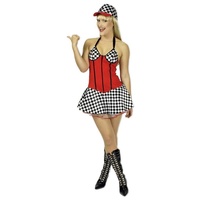 Das Kostümland Kostüm Speedgirl Kostüm für Damen - Kleid und Kappe - Rennfahrerin Boxenluder Cheerleader 40/42