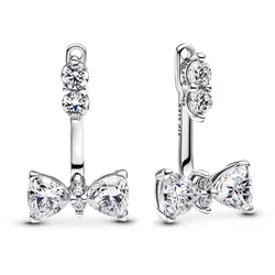 Pandora 293543C01 Damen-Ohrringe Ear Jacket Funkelnde Schleife Silber