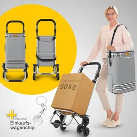 eloneo Einkaufsroller Treppensteiger Grau 56 L