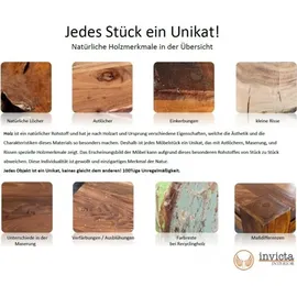 invicta interior gmbh & co. kg Couchtisch IRON CRAFT Braun Mangoholz 60 x 45 x 60 cm