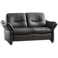 2-Sitzer HUKLA "HU-SF15058 Ledersofa, Breite 164 cm", schwarz (torro anthrazit), B:164cm H:91cm T:92cm, Sofas, hochwertiges Glattleder, optional mit Kopfstütze