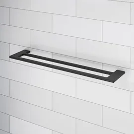 viverso Doppel-Badetuchhalter Schwarz Matt VA4700MB