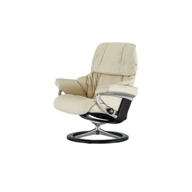 Stressless Relaxsessel Reno Leder 92 x 110 x 80 cm creme mit Hocker
