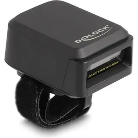 DeLock Ringbarcode Scanner 1D und 2D mit 2,4 GHz oder Blueto (2D-Barcodes, 1D-Barcodes, Barcode-Scanner, Schwarz