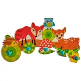 Hess Spielzeug Hess Holzspielzeug Garderobe Waldtiere, mit 5 Haken, für Kinder, ca. 37 x 22 x 6,5 cm, handgefertigt, als Blickfang in jedem Kinderzimmer und Flur