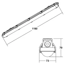 Brumberg LED Feuchtraum-Wannenleuchte Edelstahl 1190 mm inkl. Bewegungsmelder grau