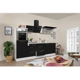 Respekta Küchenzeile Premium 270 cm Schwarz Hochglanz-Weiß