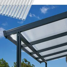 Gutta Terrassendach Premium 511 x 506 cm anthrazit / Polycarbonat weiß gestreift