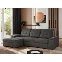 MKS MEBLE Sofa mit Schlaffunktion - Ecksofa mit Schlaffunktion und Bettkasten - Sofa 3 Sitzer - Schlafsofa - Couch - Schlafsofa mit Bettkasten - Ma... - Dunkelgrau