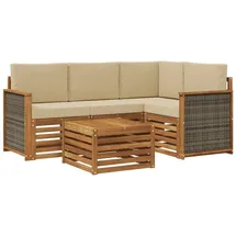 vidaXL Outdoor-Sofagarnitur 5-tlg. beige/braun