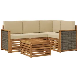 vidaXL Outdoor-Sofagarnitur 5-tlg. beige/braun