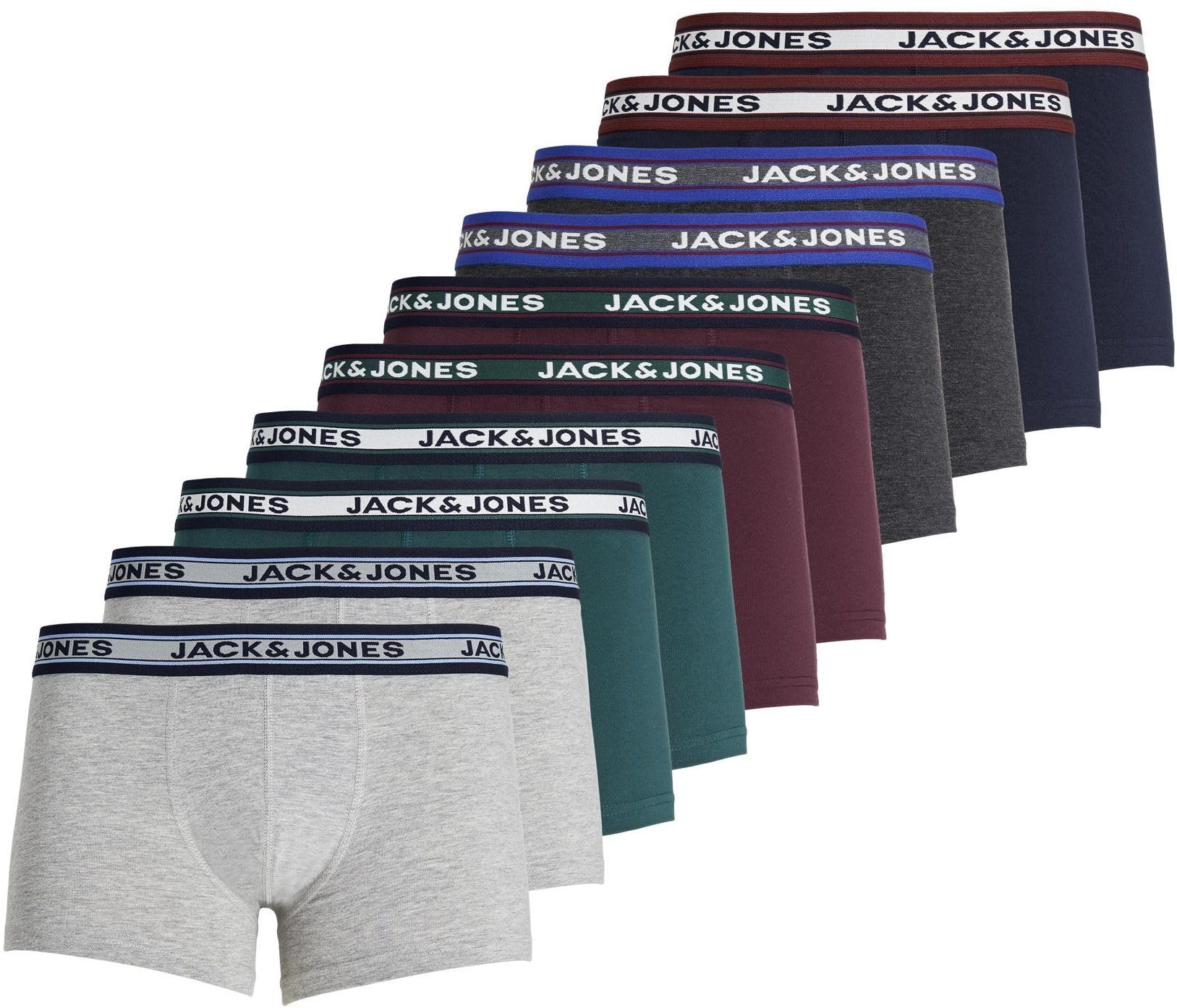 JACK & JONES Mens Jacsolid Trunks 10 Packs Boxershorts, Dark Grey Melange, XXL (10er
