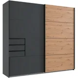 WIMEX Schwebetürenschrank WIMEX "Saigon, mit kompletter Innenausstattung, Made in Germany", grau (graphit, durchgängige tür artisan eiche nachbildung), B:225cm H:208cm T:64cm, Spanplatte, Schränke, Schwebetürenschrank, Kleiderschrank 2-türig, 225cm breit, mit 3