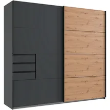 WIMEX Schwebetürenschrank WIMEX "Saigon, mit kompletter Innenausstattung, Made in Germany", grau (graphit, durchgängige tür artisan eiche nachbildung), B:225cm H:208cm T:64cm, Spanplatte, Schränke, Schwebetürenschrank, Kleiderschrank 2-türig, 225cm breit, mit 3
