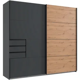 WIMEX Schwebetürenschrank WIMEX "Saigon, mit kompletter Innenausstattung, Made in Germany", grau (graphit, durchgängige tür artisan eiche nachbildung), B:225cm H:208cm T:64cm, Spanplatte, Schränke, Schwebetürenschrank, Kleiderschrank 2-türig, 225cm breit, mit 3
