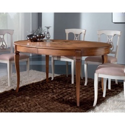 Casa Padrino Luxus Biedermeier Esstisch Braun Intarsien - Ovaler ausziehbarer Massivholz Esszimmertisch - Biedermeier Esszimmer Möbel - Luxus Qualität - Made in Italy