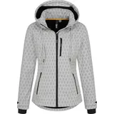 Lpo Softshelljacke "SHELBY PEAK III Women", Damen, Gr. 36/38 (M), weiß, 96% Polyester; 4% Elastan, casual, tailliert, Langarm gerader Abschluss mit Klettverschlüssen, Jacken, leichte Softshelljacke mit All-Over-Print und abnehmbarer Kapuze