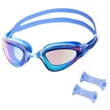 NILS AQUA Schwimmbrille Taucherbrille Schwimmsportbrille, (Spar-Set, 1-St), Anti-Beschlag, UV-Schutz, Silikondichtung blau|bunt NQG180MAF Blau Rainbow