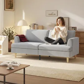 Homcom 3-Sitzer-Sofa, Couch mit Armlehnen Gepolstert Polstersofa mit Kordoptik | Hellgrau