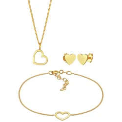 Elli Herz Liebe Cut Out Trend Valentinstag 925 Silber Schmuck-Set   Damen 