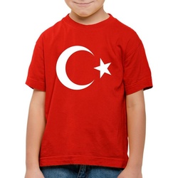 style3 Print-Shirt Kinder T-Shirt Türkei Turkey Türkiye Flagge istanbul Flag Mond Stern rot erdogan 152