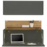 furn.design Schreibtisch Center (Homeoffice 2-teilig in grau mit Wotan Eche, Breite 100 cm), ausklappbarer Sekretär grau