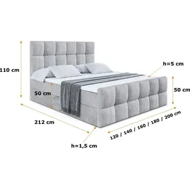 altdecor BOXBETT RICAR-Z - 160 x 200 - H4 - Hellgrau