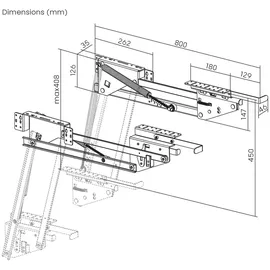 Maclean Brackets Lift ausziehbares Einbau-Küchenregal 5-20kg. 820x168x106mm MC-497 | Silber