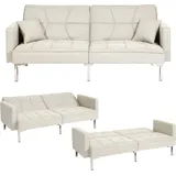Mendler Schlafsofa HWC-K65, Schlafcouch Bettsofa Gästebett, Schlaffunktion Liegefläche 170x104 cm ~ Stoff/Textil creme-beige