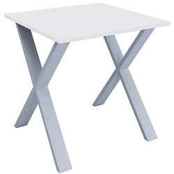 VCM my office Lona Schreibtisch weiß quadratisch, X-Fuß-Gestell silber 80,0 x 80,0 cm