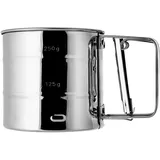 KADAX Mehlsieb, Handsieb aus Edelstahl, für Mehl und Puderzucker, Einhand Bestäubung und Bestreung, zum feinem Bemehlen, sichere, einfache Bedienung, 250g, silber