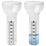 GOMETY 2 Stücke Regenmesser Frostsicher, 35mm Ersatzglas Regenmesser Frostsicher Taschenlampe Niederschlagsmesser Glas Regenmessrohr mit Skala Trichterförmige Regenmessgeräte für Outdoor Gartengeräte