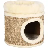 Ankonbej Katzenhaus mit m Katzenbett 33 cm Seegras - Beige