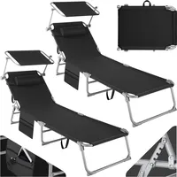 Tectake tectake® 2er Set Sonnenliege, klappbar, 4-fach verstellbare Rückenlehne