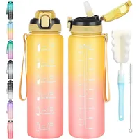 Luxuskollektion Trinkflasche 1l mit Strohhalm Zeitmarkierung Gelb