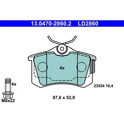 ATE 13.0470-2860.2 Bremsbelagsatz, Scheibenbremse ATE Ceramic