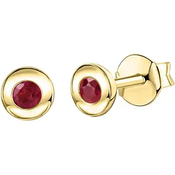 Paar Ohrstecker FIRETTI "Schmuck Geschenk, Ohrringe Solitär, Gold 375", gold (gelbgoldfarben, rot, rot), Ohrringe, Damen, Gelbgold 375, mit Rubin, Saphir oder Smaragd