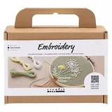 Creativ Company DIY Sets Sticken & Nadelstanzen Mini Kreativ Set Sticken, Staubgrün, Stickrahmen, Kreativ Box