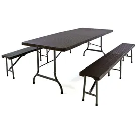 VCM Polyrattan Bierzeltgarnitur 3-tlg. schwarz
