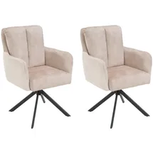 ronald verdult Polsterstühle 2er Set ALEX, Beige - Schwarz - Stoffbezug - Metallgestell - 180 Grad drehbar - 2er Set
