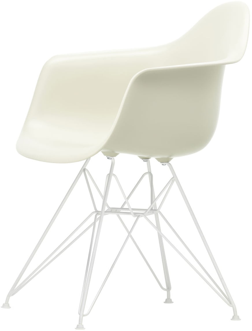 Vitra - Eames Plastic Armchair DAR, weiß / kieselstein (Filzgleiter weiß)