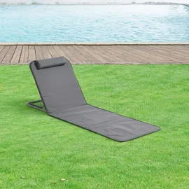 [en.casa] Donostia Gartenliege 143 x 48 x 0 cm Dunkelgrau
